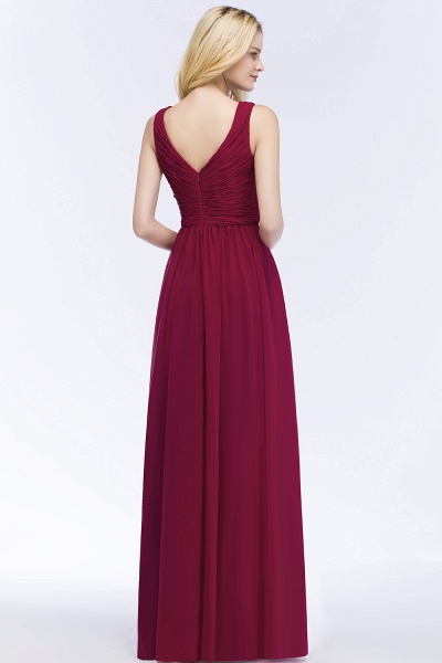 A-line Chiffon V-Neck Sleeveless Ruffles Floor-length Bridesmaid Dress_2