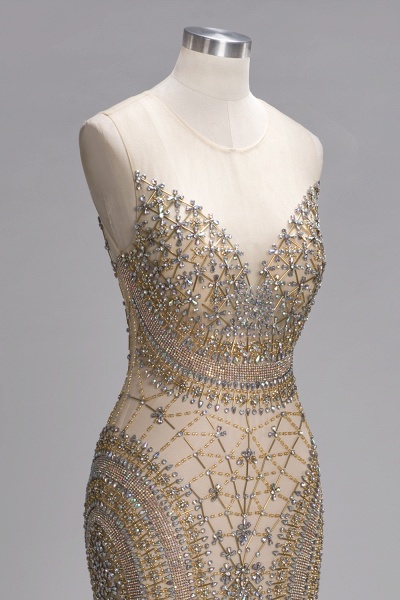 PRISCILLA | Mermaid Sleeveless Floor Length Backless Prom Dresses with Crystals Beading_6