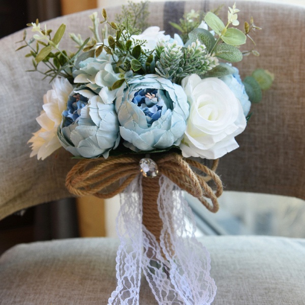 Real Touch Colorful  Artifial Roses Wedding Bouquet_7