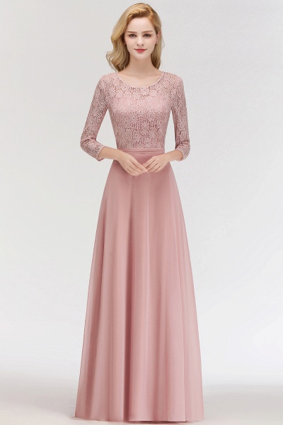 MARIAN | A-line Floor Length Lace Chiffon Bridesmaid Dresses with Sleeves_1