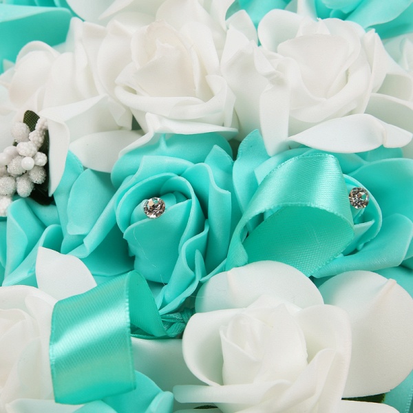 Colorful Silk Rose Wedding Bouquet with Ribbons_11