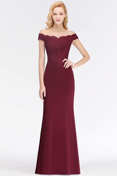 Mermaid Off-the-shoulder Long Appliques Bridesmaid Dress_2