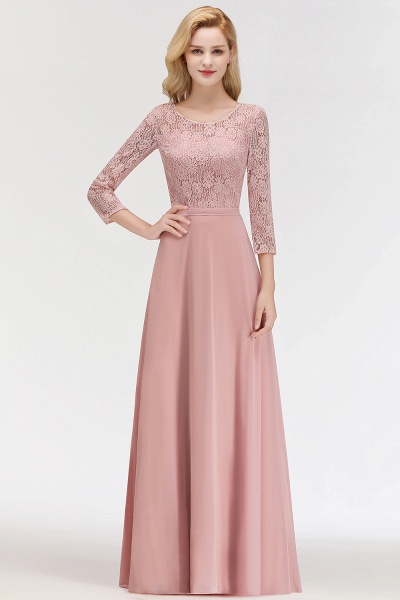 MARIAN | A-line Floor Length Lace Chiffon Bridesmaid Dresses with Sleeves_6