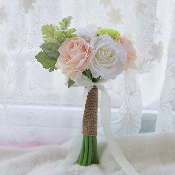 Real Touch Artificial Peony and Rose Wedding Bouquet_1
