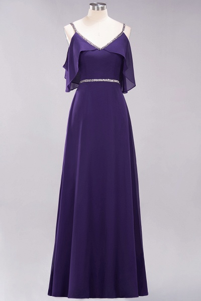 elegant A-line Chiffon V-Neck Spaghetti Straps Sleeveless Floor-Length Bridesmaid Dresses with Beading Sash_18