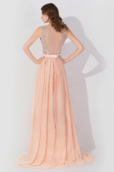 A-Line Chiffon Lace Jewel Sleeveless Floor-Length Bridesmaid Dress with Ruffles_2