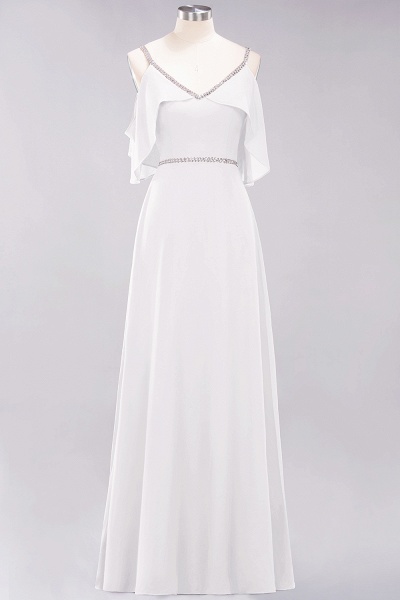 elegant A-line Chiffon V-Neck Spaghetti Straps Sleeveless Floor-Length Bridesmaid Dresses with Beading Sash_1