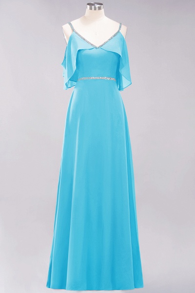 elegant A-line Chiffon V-Neck Spaghetti Straps Sleeveless Floor-Length Bridesmaid Dresses with Beading Sash_23