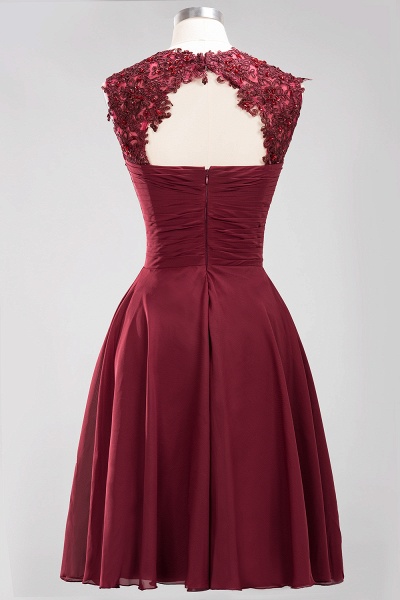 A-line Chiffon Appliques Jewel Sleeveless Knee-Length Bridesmaid Dresses with Ruffles_6