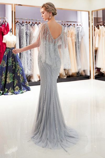 Chic Jewel Tulle Mermaid Prom Dress_4