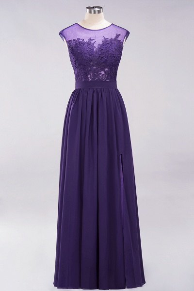 A-line Chiffon Lace Jewel Sleeveless Floor-Length Bridesmaid Dresses ...