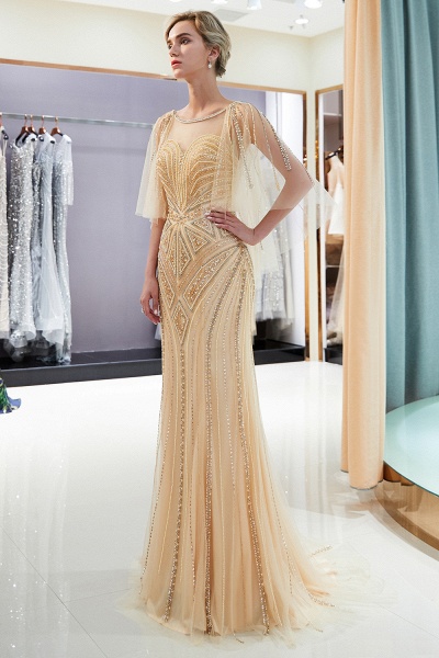 Chic Jewel Tulle Mermaid Prom Dress_15