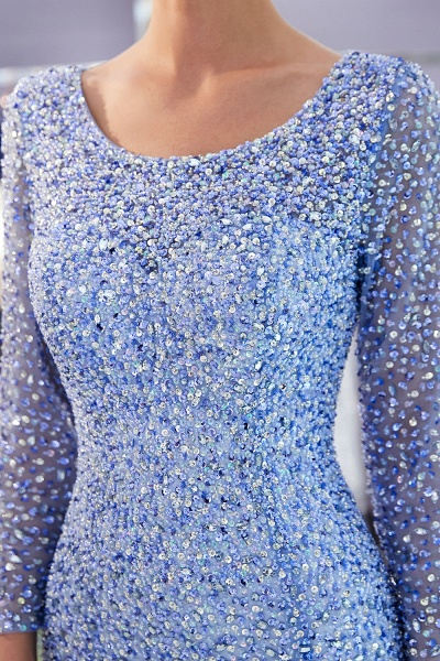 Long Sleeve Mermaid Floor Length Sequins Formal Party Dresses_10