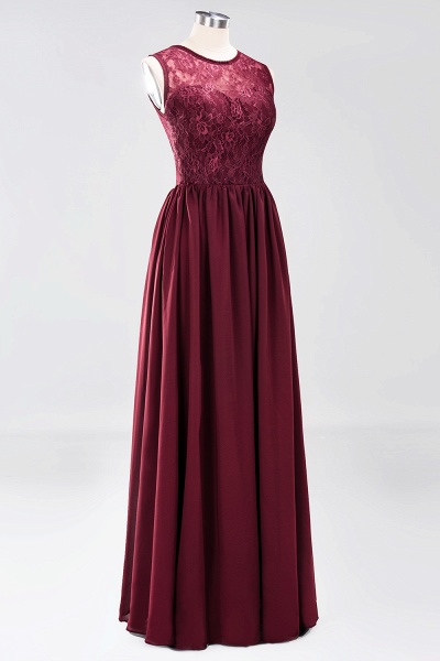 A-line Chiffon Lace Jewel Sleeveless Ruffles Floor-Length Bridesmaid Dresses with Appliques_9