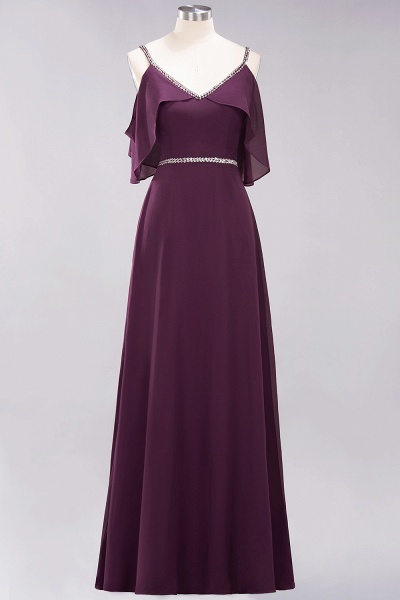 elegant A-line Chiffon V-Neck Spaghetti Straps Sleeveless Floor-Length Bridesmaid Dresses with Beading Sash_19