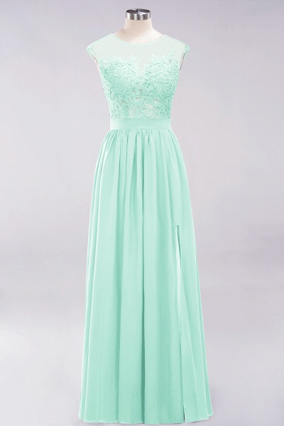 A-line Chiffon Lace Jewel Sleeveless Floor-Length Bridesmaid Dresses ...