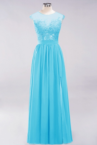 A-line Chiffon Lace Jewel Sleeveless Floor-Length Bridesmaid Dresses ...
