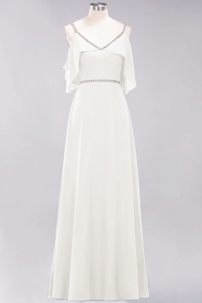 elegant A-line Chiffon V-Neck Spaghetti Straps Sleeveless Floor-Length Bridesmaid Dresses with Beading Sash_2
