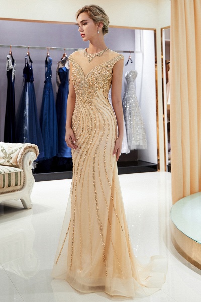 Attractive Jewel Tulle Mermaid Prom Dress_6