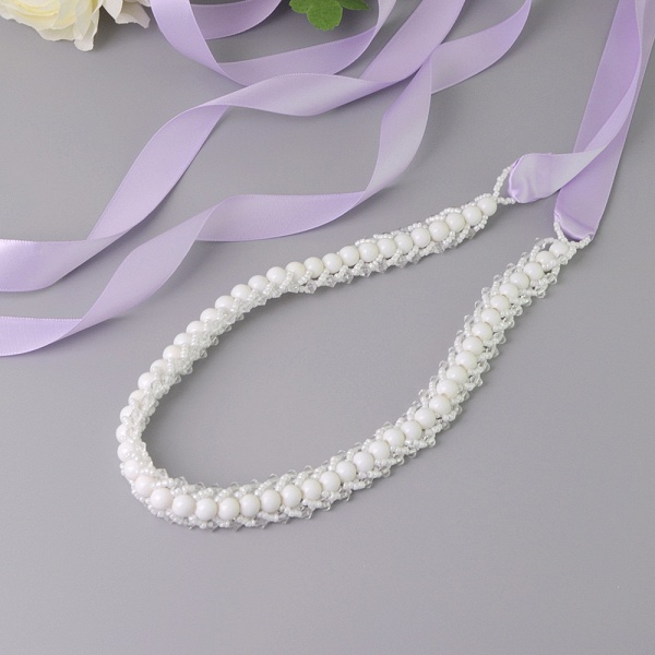Satin Beadings Wedding Sash with Pearls_6