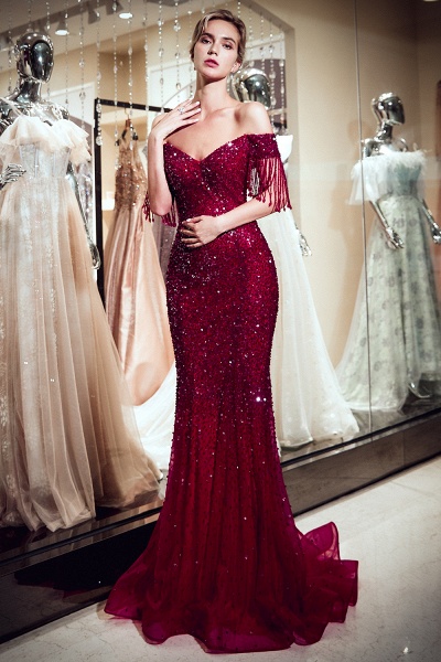 Fabulous Off-the-shoulder Tulle Mermaid Prom Dress