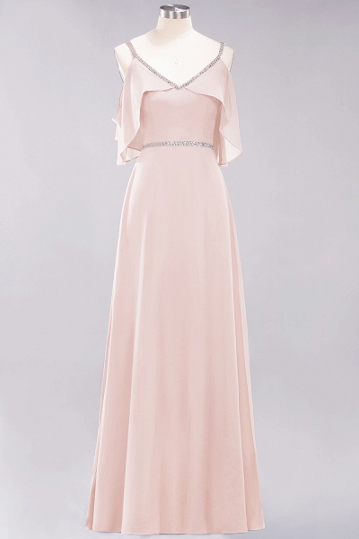 elegant A-line Chiffon V-Neck Spaghetti Straps Sleeveless Floor-Length Bridesmaid Dresses with Beading Sash_5