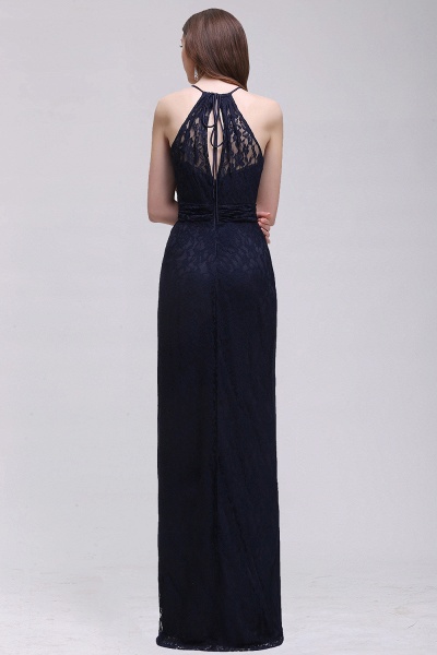 Elegant A-Line Lace Halter Sleeveless Floor-length Bridesmaid Dress_2