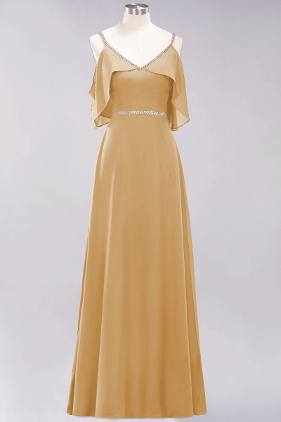elegant A-line Chiffon V-Neck Spaghetti Straps Sleeveless Floor-Length Bridesmaid Dresses with Beading Sash_13