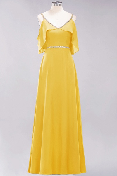 elegant A-line Chiffon V-Neck Spaghetti Straps Sleeveless Floor-Length Bridesmaid Dresses with Beading Sash_16