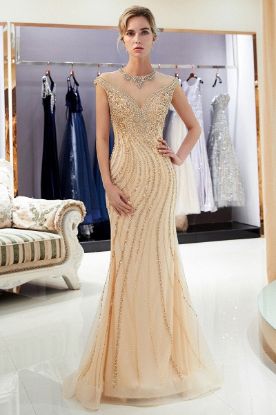 Attractive Jewel Tulle Mermaid Prom Dress_5