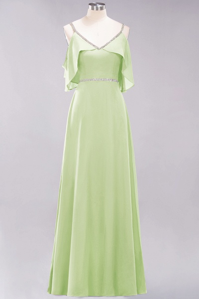 elegant A-line Chiffon V-Neck Spaghetti Straps Sleeveless Floor-Length Bridesmaid Dresses with Beading Sash_33