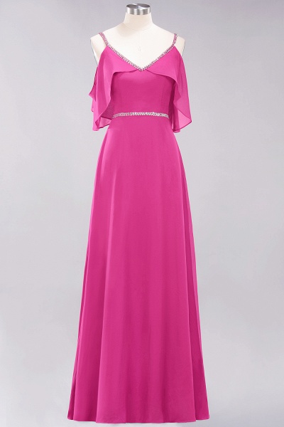 elegant A-line Chiffon V-Neck Spaghetti Straps Sleeveless Floor-Length Bridesmaid Dresses with Beading Sash_9