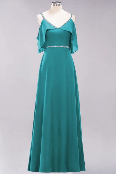 elegant A-line Chiffon V-Neck Spaghetti Straps Sleeveless Floor-Length Bridesmaid Dresses with Beading Sash_31