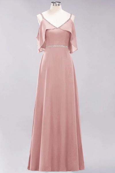 elegant A-line Chiffon V-Neck Spaghetti Straps Sleeveless Floor-Length Bridesmaid Dresses with Beading Sash_6