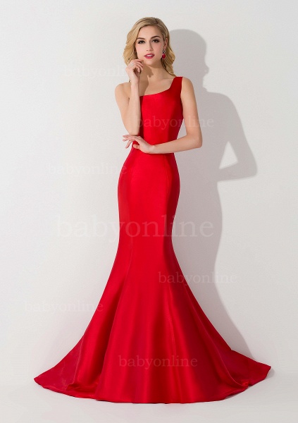 Mermaid Satin One-Shoulder Sleeveless Floor-Length Bridesmaid Dress_6