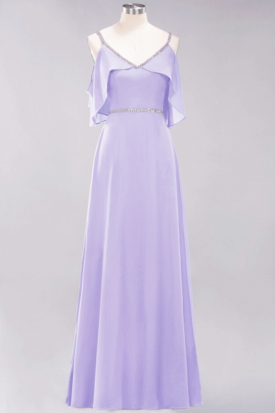 elegant A-line Chiffon V-Neck Spaghetti Straps Sleeveless Floor-Length Bridesmaid Dresses with Beading Sash_20