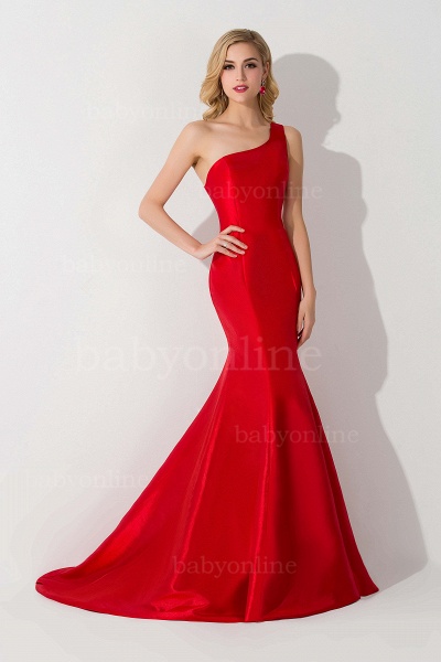 Mermaid Satin One-Shoulder Sleeveless Floor-Length Bridesmaid Dress_5