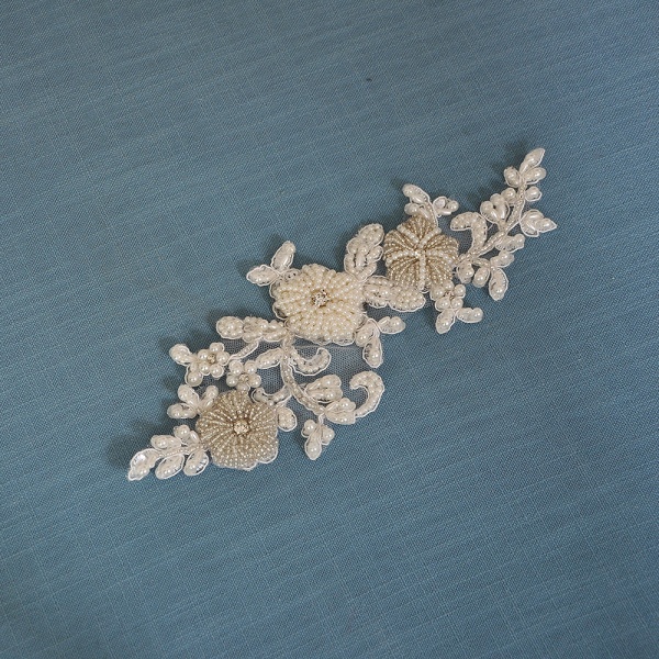 Beautiful Satin Flower Wedding Sash with Pearls_9