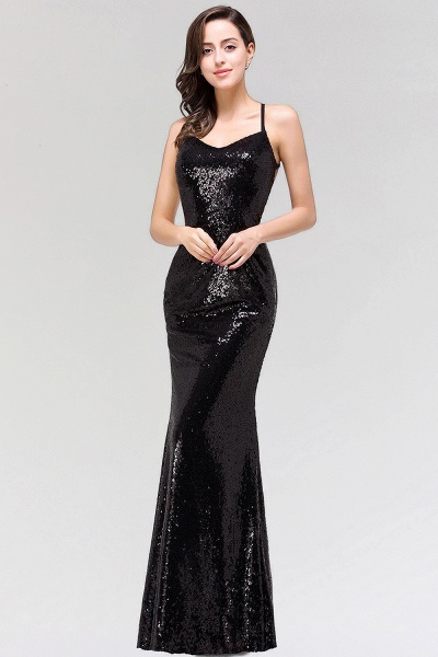 Sexy Mermaid Sequined Spaghetti Straps Backless Floor-Length Bridesmaid Dress_1