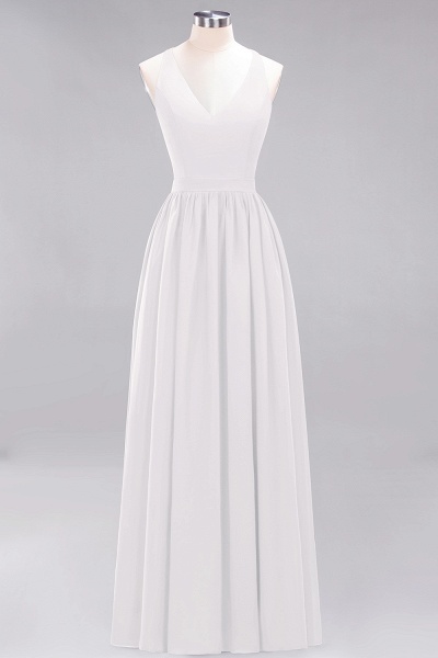 BM0152 Chiffon Lace V-Neck Sleeveless Straps Floor Length Bridesmaid Dress_1