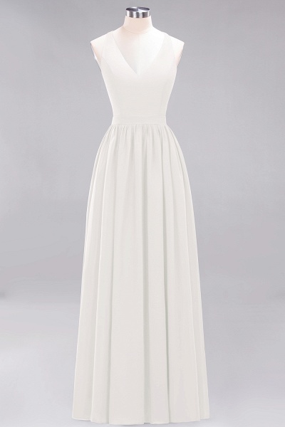 BM0152 Chiffon Lace V-Neck Sleeveless Straps Floor Length Bridesmaid Dress_2
