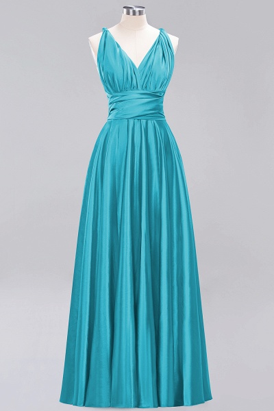 BM0143 Simple A-Line V-Neck Sleeveless Ruffles Floor Length Bridesmaid Dress_31