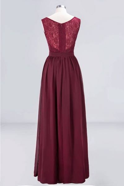 A-Line Chiffon Lace V-Neck Sleeveless Floor-Length Bridesmaid Dress with Ruffles_8