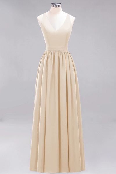 BM0152 Chiffon Lace V-Neck Sleeveless Straps Floor Length Bridesmaid Dress_14