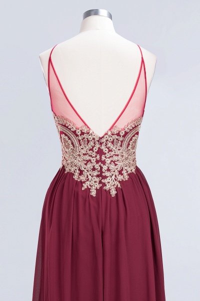 A-Line Chiffon Spaghetti-Straps Sleeveless Backless Floor-Length Bridesmaid Dress with Appliques_8