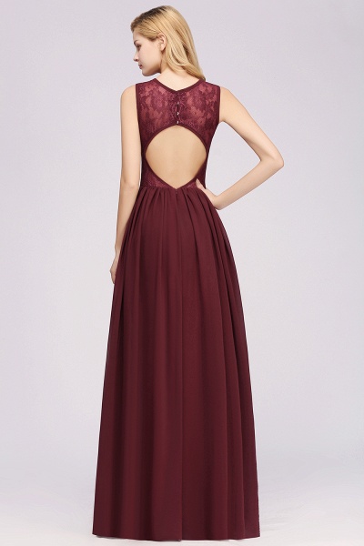 A-line Chiffon Lace Jewel Sleeveless Ruffles Floor-Length Bridesmaid Dresses with Appliques_2