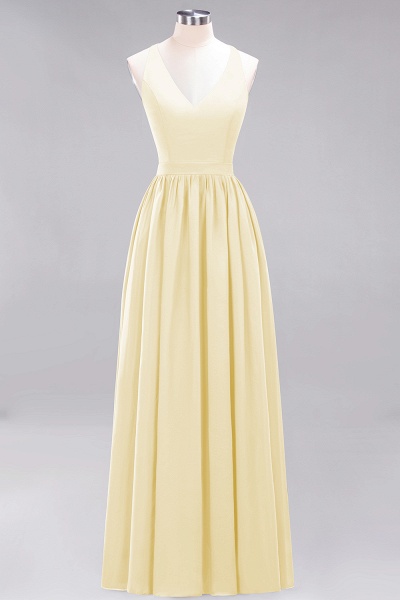 BM0152 Chiffon Lace V-Neck Sleeveless Straps Floor Length Bridesmaid Dress_17