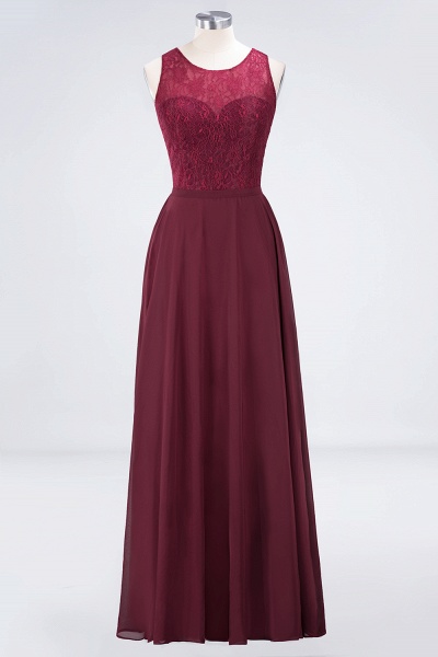 A-Line Chiffon Lace Jewel Sleeveless Hollowout Floor-Length Bridesmaid Dress_4