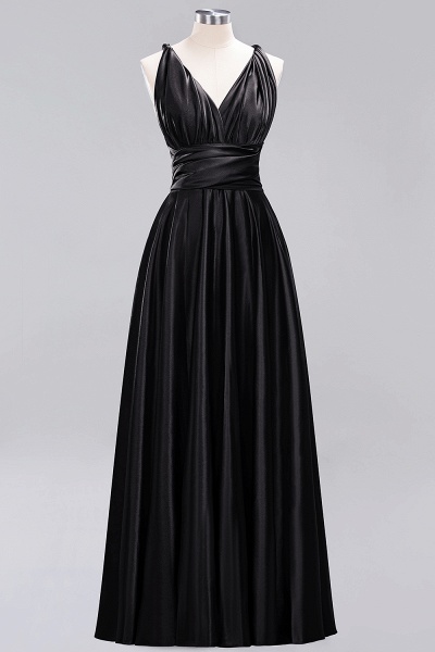 BM0143 Simple A-Line V-Neck Sleeveless Ruffles Floor Length Bridesmaid Dress_28