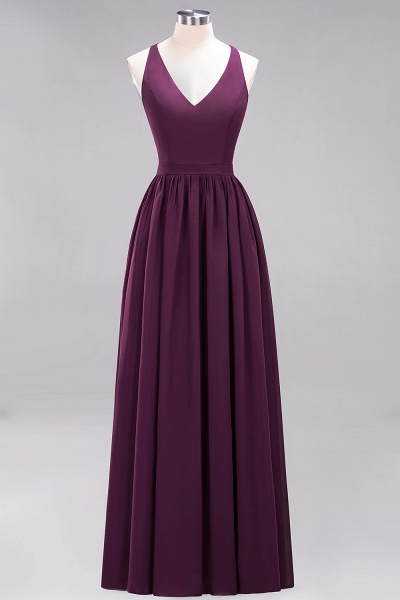 BM0152 Chiffon Lace V-Neck Sleeveless Straps Floor Length Bridesmaid Dress_19